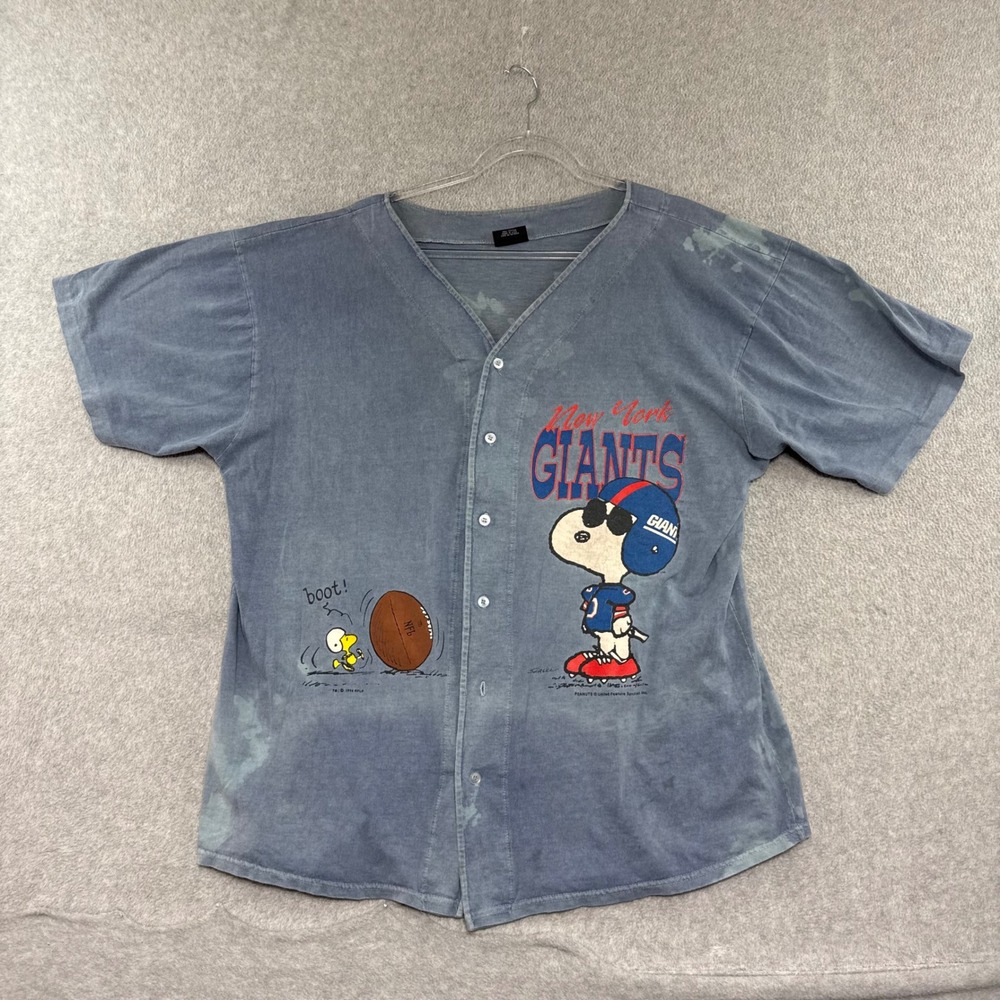 New York Giants Peanuts NY T-shirt Jersey Mens XL Blue Snoopy Vintage 1994 NFL